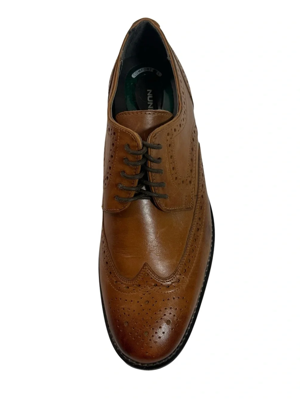 Nunn Bush Men’s Brown Leather Wingtip Oxford Dress Shoes Size 9 1/2 M